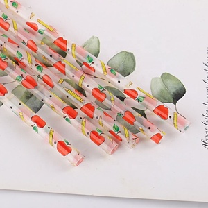 Pajita para profesores de última moda <span class=keywords><strong>2022</strong></span> con manzana y lápiz, gran oferta, Pajita para profesores de plástico duro PP para niños en edad escolar - Product Image 2