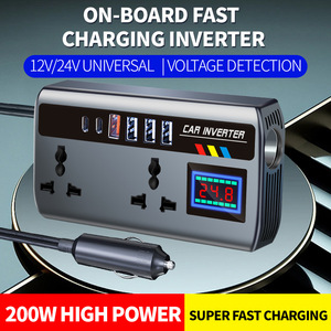 <span class=keywords><strong>Chargeur</strong></span> de voiture universel <span class=keywords><strong>12V</strong></span>/24V vers 220V avec onduleur PD 3.0 et sortie 200W pour ordinateurs portables et outils électriques - Idéal pour les voyages et le <span class=keywords><strong>camping</strong></span> - Product Image 2
