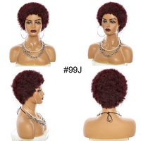 Perruques Courtes Afro Frisées Pixie Cut en Cheveux Humains JAMBALAYA, Sans Colle, Cheveux Brésiliens Bruts, Fabriquées à la Machine