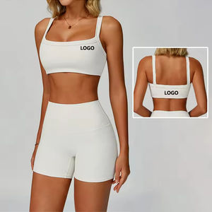 Soutien-gorge de sport pour femme HUACHEN, léger, à maintien élevé, à séchage rapide, respirant, à côtes sur les épaules, pour le yoga, le pilates, la course à pied - Product Image 1