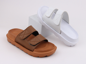 Chanclas <span class=keywords><strong>De</strong></span> piel sintética con logotipo personalizado para Mujer, Chanclas <span class=keywords><strong>De</strong></span> goma EVA con doble correa, nuevas, venta al por mayor - Product Image 6