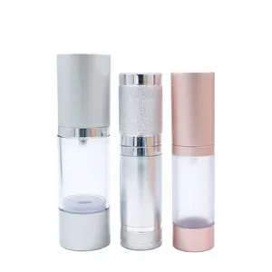 15ml 30ml 50ml 80ml 120ml transparent cosmetic airless pump bottle with aluminum cap