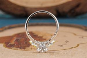 Elegante Anillo de Diamantes con Piedra Lateral en Forma de Flor Ovalada, Joyería Hecha a Mano, Diamantes Brillantes, Diseño Atemporal, Perfecto para Fiestas - Product Image 5