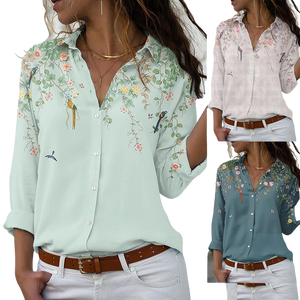 Áo sơ mi nữ in họa tiết tùy chỉnh, bán chạy, kiểu dáng độc lập, chất liệu chiffon, tay dài, dáng rộng, cài nút. - Product Image 1