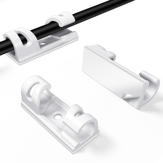 Flexible Plastic Cable Organizer Clips Cloth USB Cable Management Wire Winder for Office Wall