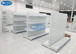Iron Customization Perforated back supermarket shelving/ gondola shelving Gondola Supermarket Rack Fixed Back Rectangular - Product Image 6