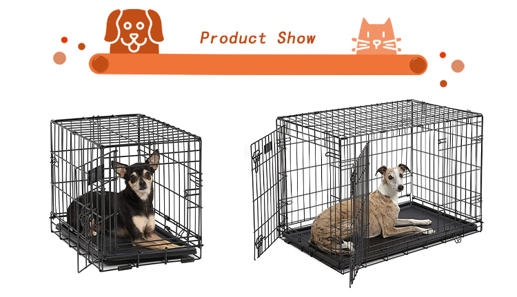 Breathable Large Metal Folding Metal Dog Crate With Gate