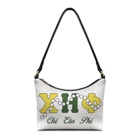 Sac à bandoulière Sigma Gamma Rho, motif lettres grecques et perles, en PU léger, sac à main sous le bras pour femme avec fermeture éclair