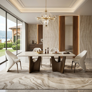 Juego de <span class=keywords><strong>Comedor</strong></span> de Lujo de China Foshan para <span class=keywords><strong>6</strong></span> y 8 Personas con Mesa Moderna de Mármol y Acero Inoxidable y <span class=keywords><strong>Sillas</strong></span> de Alta Gama - Product Image 1