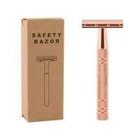 安全かみそりローズゴールドトラベル安全かみそりを剃る新しいデザインの両刃刃