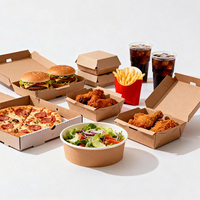 Boîte en papier alimentaire compostable et résistant à la graisse pour sandwichs, poulet frit, pizzas, salades, stands de snacks