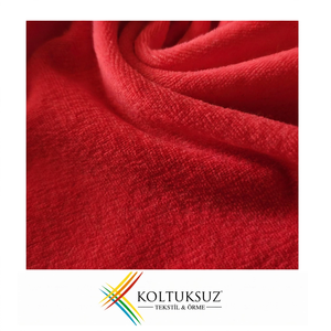 Tissu velours tricoté peigné bio de haute qualité 240 g/m², couleur rouge, 100 % coton, pour vêtements, vente en gros, fabriqué en Turquie - Product Image 1