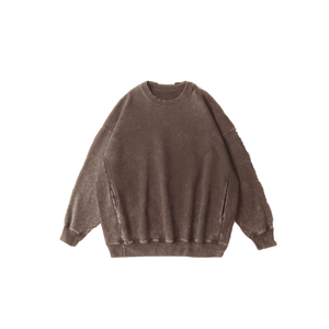 เสื้อสเวตเชิ้ตผ้าฝ้าย 100% สวมใส่สบาย แฟชั่นลำลอง สไตล์วินเทจ ล้างสีแบบแอซิดวอช คอกลม สามารถสั่งทำโลโก้ได้ - Product Image 1
