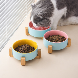 Erhöhte Hundefutter-und Wasserschalen Umwelt freundliche Haustier fütterung station Bunte Keramik-Haustiers chale mit Bambus ständer - Product Image 4