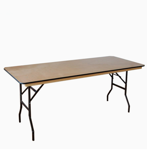 Tavolo da Pranzo Rettangolare Pieghevole Moderno con Gambe in Metallo <span class=keywords><strong>e</strong></span> Piano in Legno Massello Resistente per Hotel ed Eventi Nuziali - Nessun Montaggio Richiesto - Product Image 3