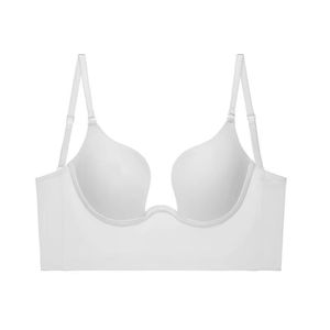 Deep U-Plunge Sexy Bras para niñas Candy Colors Multi-Way Push Transpirable Breast Agrandar Underwire Bra Cup Low W-Shape Backless - Product Image 5