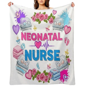 Manta de Franela Blanca para Siesta en Oficina con Aire Acondicionado, Diseño Novedoso para Enfermeras, Venta al por Mayor, Día Internacional de las Enfermeras - Product Image 1