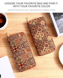 Оптовая продажа Многофункциональный длинный клатч на молнии Ретро женский кошелек модный роскошный пробковый держатель для телефона держатель для кредитных карт кошелек - Product Image 2