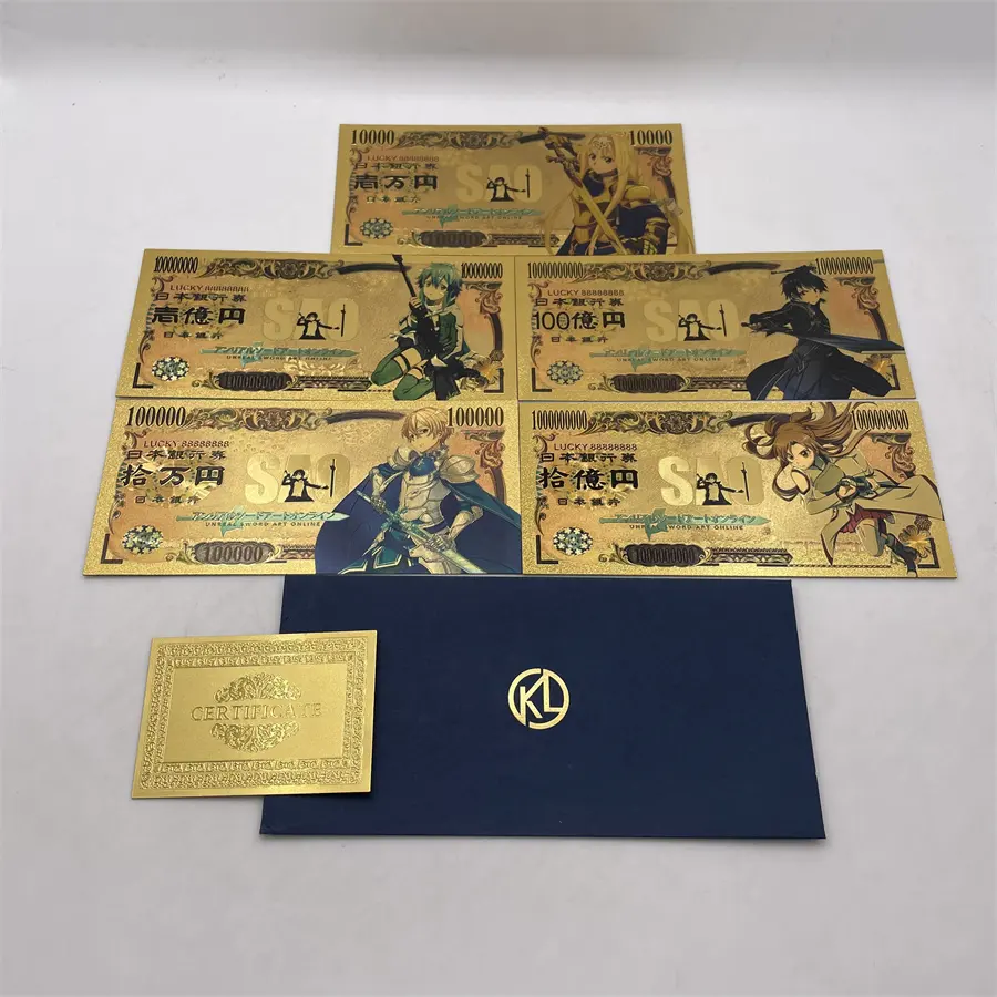 Japanse Anime Sword Art Online Goud Bankbiljet Sao Yui Super Sonico Kaart Als Fan Gift