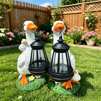 Lampes solaires étanches IP65 en forme de canard, mignonnes sculptures d'oiseaux en polyrésine pour la décoration extérieure de patio, jardin et allée