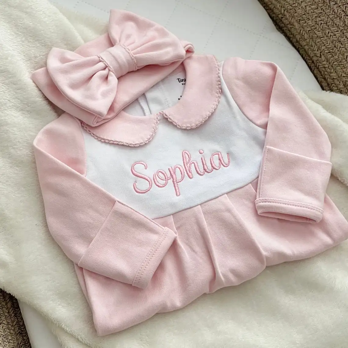 Gepersonaliseerde Baby Outfit Biologisch Katoen Baby Romper Set Groothandel Thuis Baby Footie Pyjama