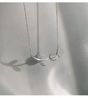 Collier pendentif tulipe en zircon blanc style coréen avec motif feuille, chaîne O en argent 925 – Cadeau d'anniversaire idéal pour femme