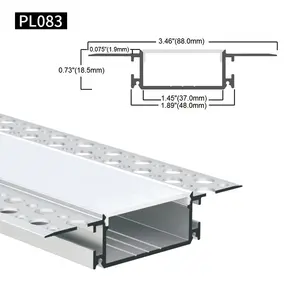 88*18.5Mm Voor Plafondverlichtingsstrips Verzonken Met Diffusorafdekking Gips Gipsplaat Aluminium Ledprofielkanaal