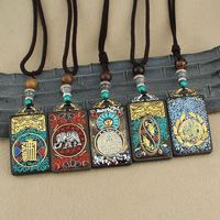 Pendentif Tangka du Népal, Vierge Tara Verte, Bodhisattva Manjushri, en bois de santal noir, motif Bouddha, collier vintage, chaîne de pull, bijoux