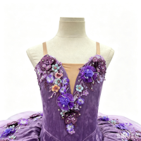 AL-T1680 Tutu de ballet professionnel pour enfants et adultes, motif floral lilas violet perlé, style « Sleeping Beauty », effet ombré « Pancake » pour scène et danse