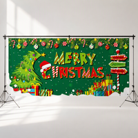 Bannière de Noël verte 6x13ft en polyester pour décoration de porte de garage, toile de fond de fête, signalisation d'événement extérieur