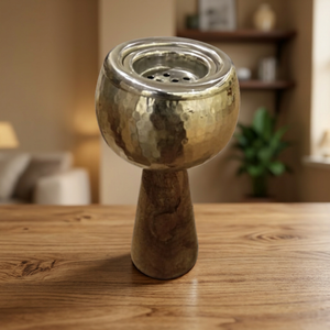 Handcrafted Wood and <b>Hammered</b> Metal Bakhoor Burner Incense <b>Holder</b> Decorative Home Fragrance Burner Tabletop Accent Gift for Home - Product Image 2