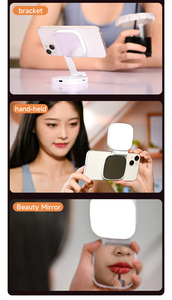 Lumière d'Appoint <span class=keywords><strong>LED</strong></span> Pliable et Réglable pour Photo Vidéo Vlog Maquillage, Lumière Selfie Magnétique Rechargeable avec Miroir et Support de Téléphone - Product Image 5