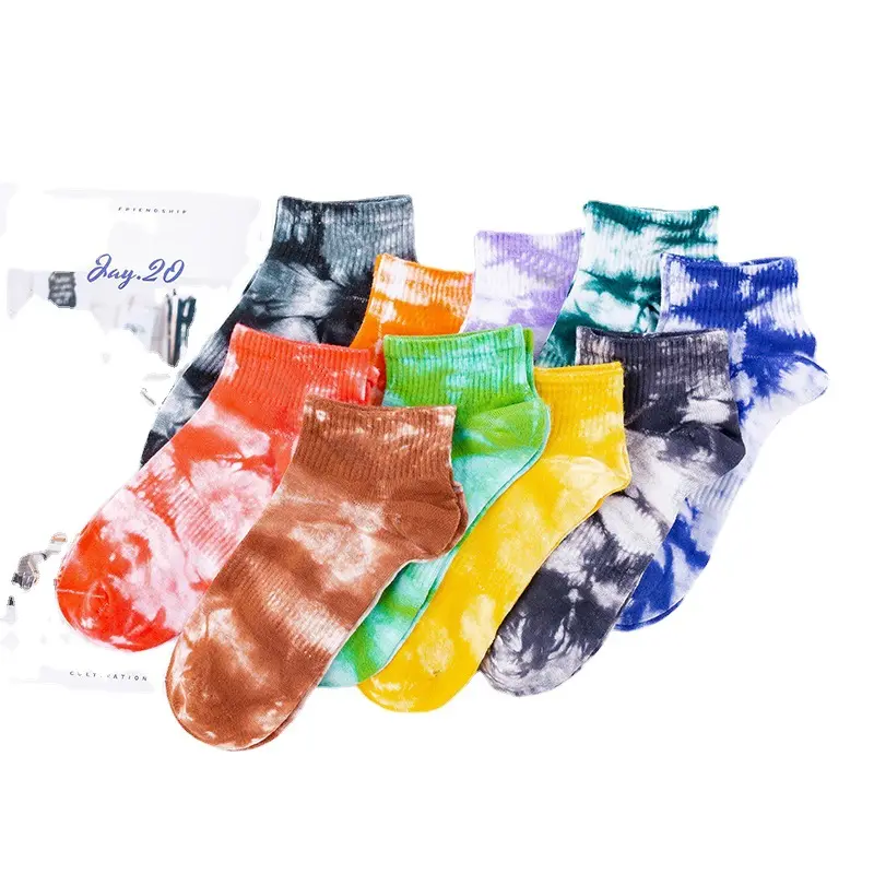 Calzini all'ingrosso donna uomo cotone No Show Low Cut Short Boat Tie Dye Fashion Cheap short Sock