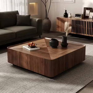 Italian Minimalist <strong>Black</strong> Walnut Solid Wood Coffee <strong>Table</strong> Square Storage Nordic Furniture Modern <strong>Small</strong> House Coffee <strong>Table</strong> - Product Image 1