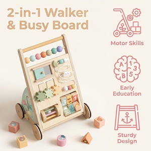 Marche-bébé en <span class=keywords><strong>bois</strong></span>, trotteur pour bébé, jouet Montessori, jouets éducatifs pour bébés, marche-bébé multifonctionnel en <span class=keywords><strong>bois</strong></span> - Product Image 6
