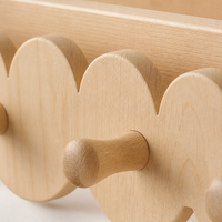 Étagère Murale Multifonctionnelle en Bois Naturel Brut à Trois Niveaux pour Chambre d'Enfant et Salon, Crochets Arrondis Anti-Chute, Flottante et Gain de Place