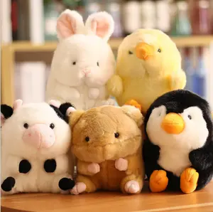 Forma bonito tamanho pequeno animal vaca galinha rato coelho pinguim pelúcia brinquedo