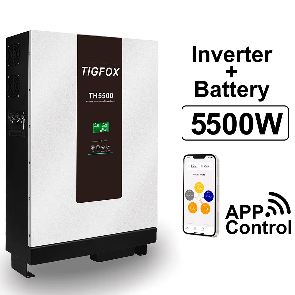 TIGFOX Inverter hibrida, baterai rumah tenaga surya semua dalam satu dinding 24v 48v 3KW 5kW 10KW dengan sistem penyimpanan energi