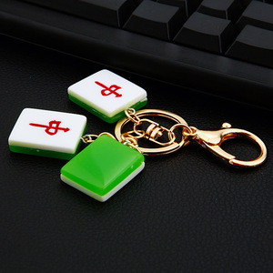 Creative Casino Keychain Bling Metal Crystal Keychain Luck Hair Resin Key Chains <strong>Cute</strong> <strong>Keyring</strong> Woman Bag Pendant Mahjong Keychain - Product Image 5