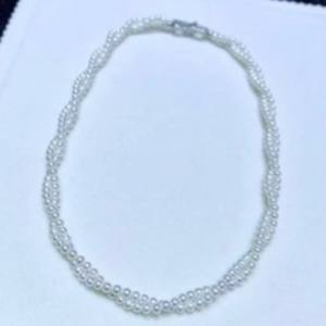 Collier de perles d'eau douce naturelles de haute qualité 3-8 mm Argent écrasé avec chaîne en argent S925 Vente en gros - Product Image 1