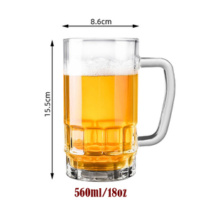 Vaso de <span class=keywords><strong>Cerveza</strong></span> de Vidrio al por Mayor con Asa de 500ml, Vaso Transparente para <span class=keywords><strong>Cerveza</strong></span> de Trigo, <span class=keywords><strong>Ale</strong></span>, Lager, Stout, Utensilios de Bar - Product Image 3