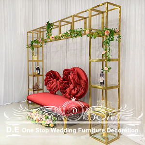 Golden Acrylic Mirror Wedding Arches <strong>Back</strong> <strong>Drops</strong> for Events - Product Image 1