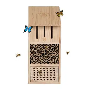 Natural Large Size Wooden Bee House Wooden Insect Hotels Bee House Bee Hotel Butterfly Houses