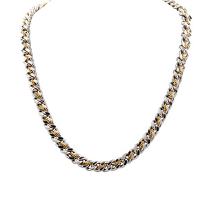 สร้อยคอผู้ชายแบบคิวบา ทำจากไทเทเนียมสตีล ดีไซน์เรขาคณิตสีสันตัดกัน งานแฮนด์เมด ของขวัญเครื่องประดับ - Product Image 5