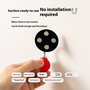 Aimant de réfrigérateur en bois massif sans boule de poinçonnage Crochet magnétique en forme de coeur Aimant de porte antivol Aimant pour ongles sans trace pour usage domestique - Product Image 3