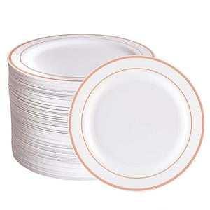 <span class=keywords><strong>100</strong></span> Pack 7.5 pouces personnalisé mariage jetable en <span class=keywords><strong>plastique</strong></span> or rose jante assiette fête mariage ensemble <span class=keywords><strong>de</strong></span> vaisselle - Product Image 1