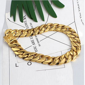 Collar de acero inoxidable <span class=keywords><strong>para</strong></span> perro, gargantilla de eslabones cubanos de 32mm de ancho, estilo Hip Hop, <span class=keywords><strong>para</strong></span> perro grande, <span class=keywords><strong>Pitbull</strong></span>, Bulldog, impermeable, 316L - Product Image 4