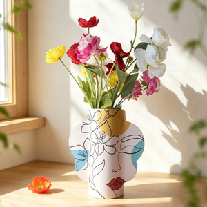 Vase en papier pliable à motif ethnique vintage, vase à fleurs imperméable pour la décoration de table de mariage ou de fête - Product Image 3
