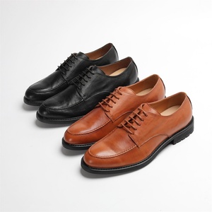 New Men's Leather <b>Shoes</b> - Derby Handmade for Business and Casual Wear Suitable for Weddings Round Toe Style Groom's <b>Shoes</b> - Product Image 3