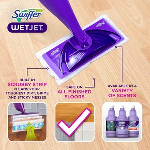 Kit de démarrage pour nettoyeur de sols en bois dur <span class=keywords><strong>WetJet</strong></span> à pulvérisation automatique, comprenant 1 serpillière électrique, 10 tampons, solution nettoyante et piles - Product Image 2